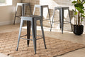 Baxton Studio Horton Modern and Contemporary Industrial Grey Finished Metal 4-Piece Stackable Counter Stool Set