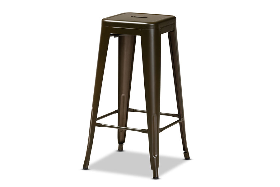 Baxton Studio Horton Modern and Contemporary Industrial Gunmetal Finished Metal 4-Piece Stackable Bar Stool Set
