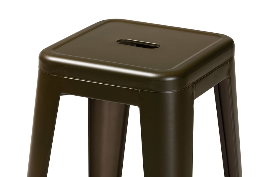 Baxton Studio Horton Modern and Contemporary Industrial Gunmetal Finished Metal 4-Piece Stackable Bar Stool Set