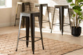 Baxton Studio Horton Modern and Contemporary Industrial Gunmetal Finished Metal 4-Piece Stackable Bar Stool Set