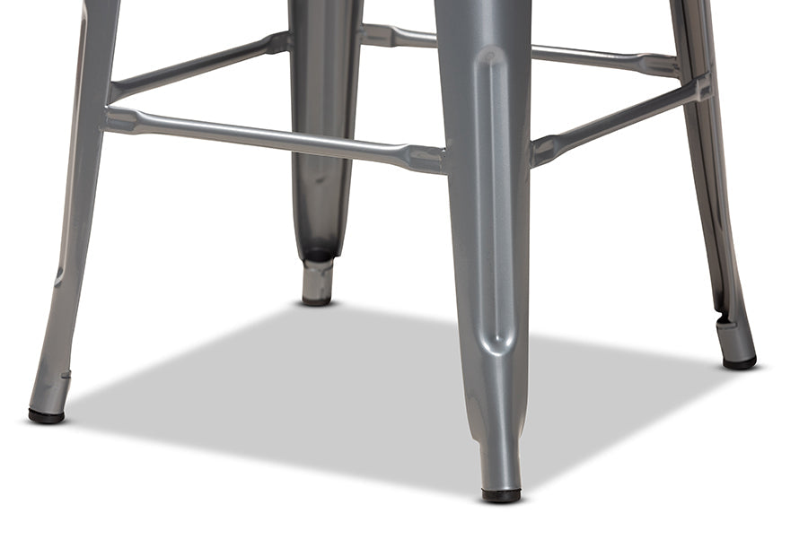 Baxton Studio Horton Modern and Contemporary Industrial Grey Finished Metal 4-Piece Stackable Bar Stool Set