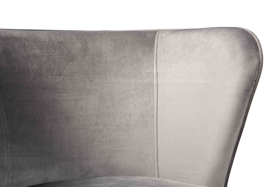 Baxton Studio Farah Modern Luxe and Glam Grey Velvet Fabric Upholstered and Rose Gold Finished Metal 2-Piece Dining Chair Set