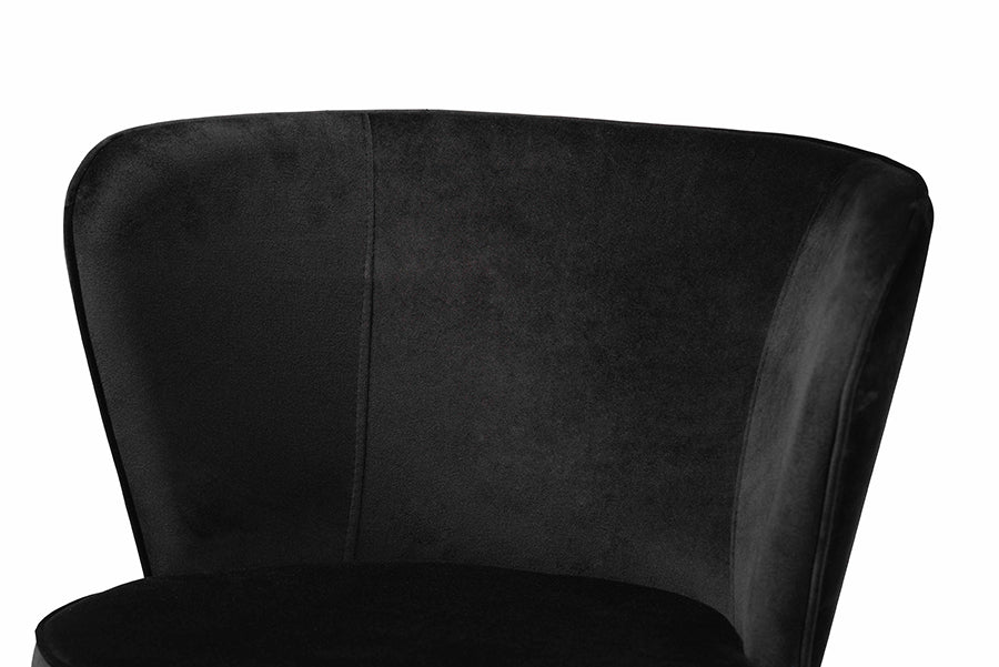 Baxton Studio Farah Modern Luxe and Glam Black Velvet Fabric Upholstered and Rose Gold Finished Metal 2-Piece Dining Chair Set