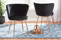 Baxton Studio Farah Modern Luxe and Glam Black Velvet Fabric Upholstered and Rose Gold Finished Metal 2-Piece Dining Chair Set