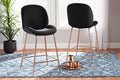 Baxton Studio Lander Modern Luxe and Glam Black Velvet Fabric Upholstered and Rose Gold Finished Metal 2-Piece Counter Stool Set
