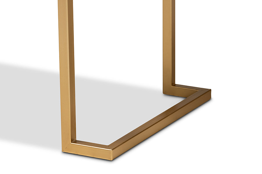 Baxton Studio Beagan Modern and Contemporary White Finished Wood and Gold Metal 2-Drawer Console Table