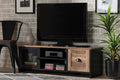 Baxton Studio Connell Modern and Contemporary Industrial Two-Tone Natural Brown and Black Finished Wood and Black Metal 2-Door TV Stand