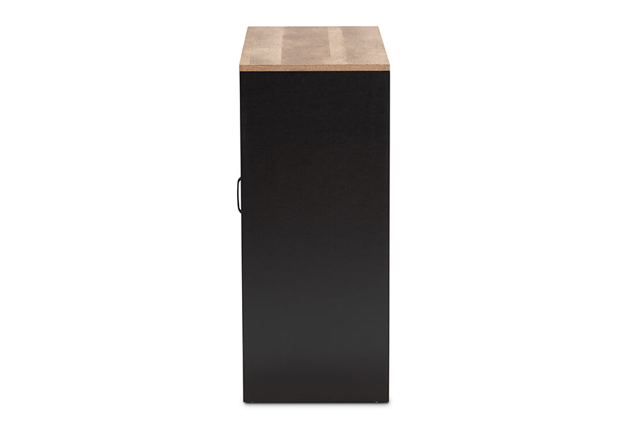 Baxton Studio Connell Modern and Contemporary Industrial Two-Tone Natural Brown and Black Finished Wood and Black Metal Sideboard Buffet