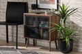 Baxton Studio Yuna Mid-Century Modern Transitional Natural Brown Finished Wood and Black Metal 2-Door Storage Cabinet