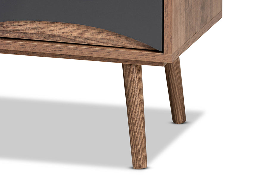 Baxton Studio Leane Modern and Contemporary Natural Brown Finished and Multi-Colored Wood 3-Drawer TV Stand