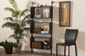 Baxton Studio Aldis Modern Industrial Walnut Brown Finished Wood and Black Metal 3-Tier Display Shelf
