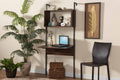 Baxton Studio Fariat Modern Industrial Walnut Brown Finished Wood and Black Metal Display Shelf with Desk