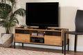Baxton Studio Tasman Modern and Contemporary Industrial Natural Brown Finished Wood and Black Metal 2-Door TV Stand