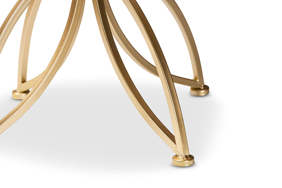 Baxton Studio Jaclyn Modern and Contemporary Gold Finished Metal End Table with Marble Tabletop