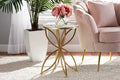 Baxton Studio Jaclyn Modern and Contemporary Gold Finished Metal End Table with Marble Tabletop