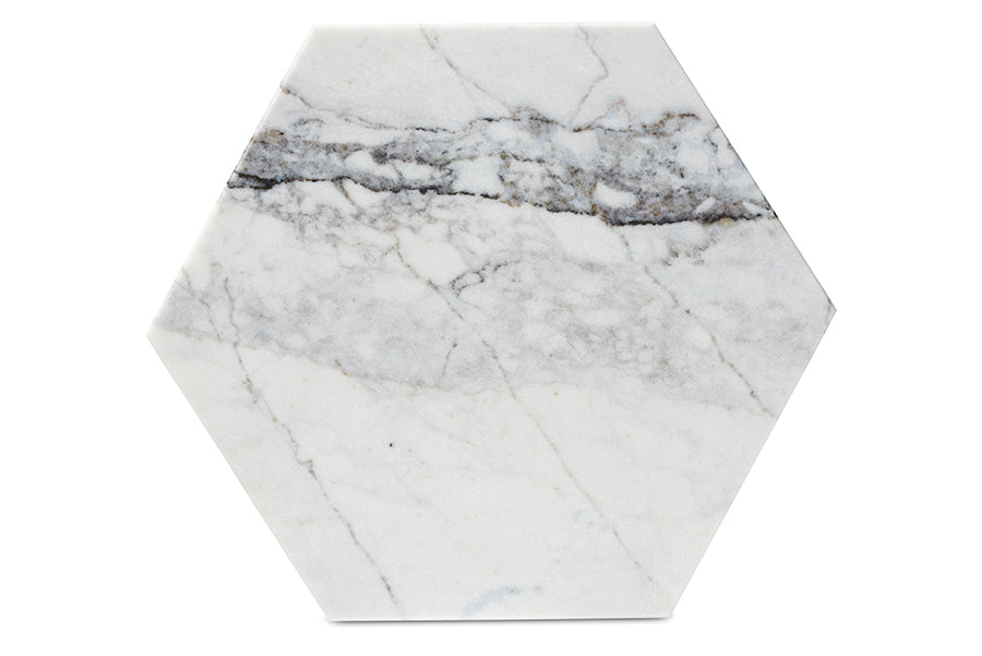 Baxton Studio Kalena Modern and Contemporary Gold Metal End Table with Marble Tabletop