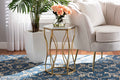 Baxton Studio Kalena Modern and Contemporary Gold Metal End Table with Marble Tabletop