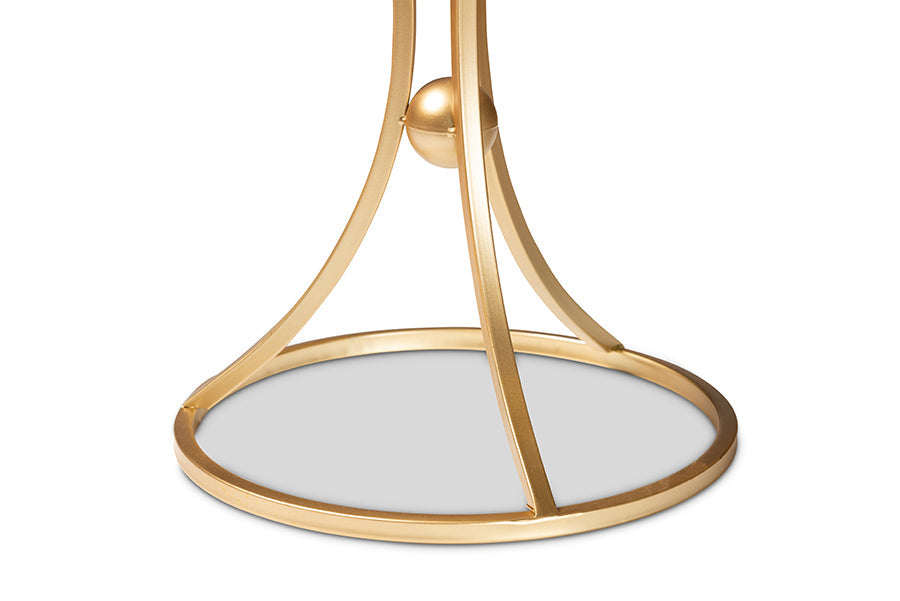 Baxton Studio Tarmon Modern and Contemporary Gold Finished Metal End Table with Marble Tabletop