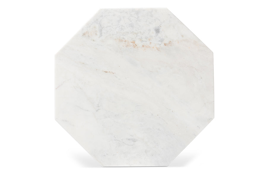 Baxton Studio Venedict Modern and Contemporary Black Metal End Table with Marble Tabletop