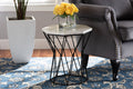 Baxton Studio Venedict Modern and Contemporary Black Metal End Table with Marble Tabletop