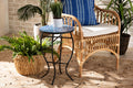 Baxton Studio Gaenor Modern and Contemporary Black Metal and Blue Glass Plant Stand