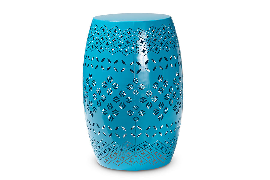 Baxton Studio Lavinia Modern and Contemporary Blue Finished Metal Outdoor Side Table