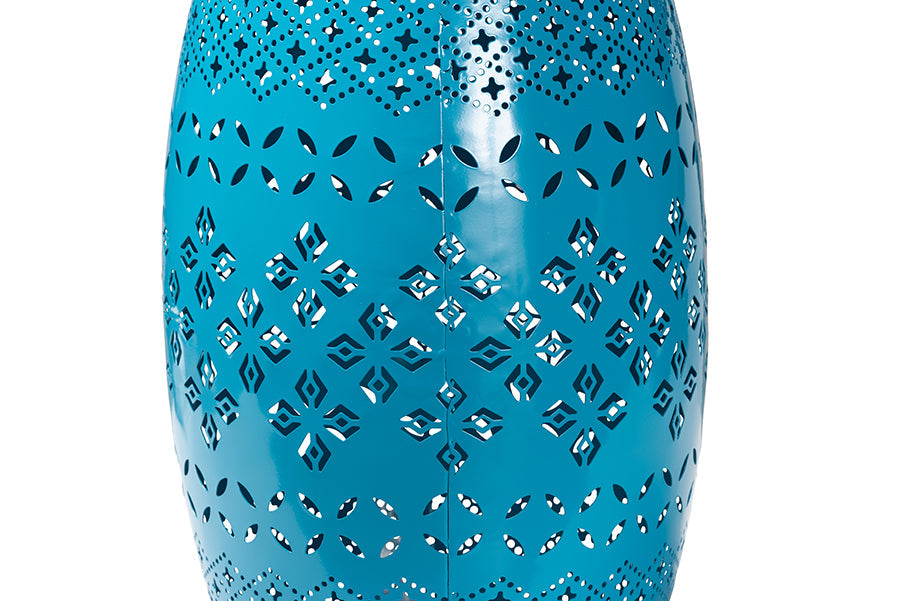 Baxton Studio Lavinia Modern and Contemporary Blue Finished Metal Outdoor Side Table