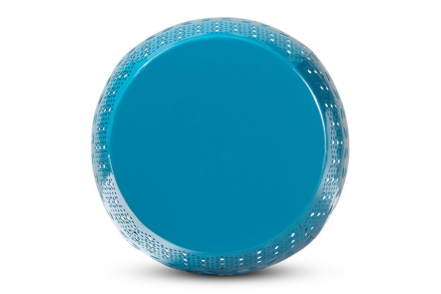 Baxton Studio Lavinia Modern and Contemporary Blue Finished Metal Outdoor Side Table