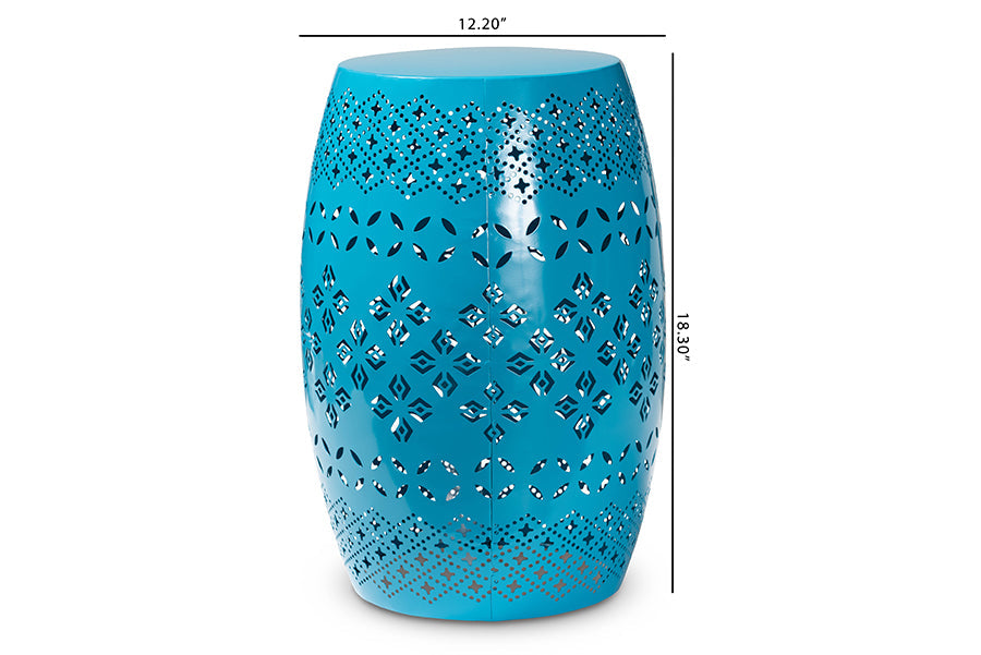 Baxton Studio Lavinia Modern and Contemporary Blue Finished Metal Outdoor Side Table