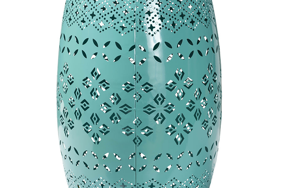 Baxton Studio Lavinia Modern and Contemporary Teal Finished Metal Outdoor Side Table