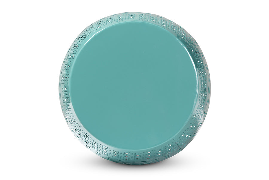 Baxton Studio Lavinia Modern and Contemporary Teal Finished Metal Outdoor Side Table