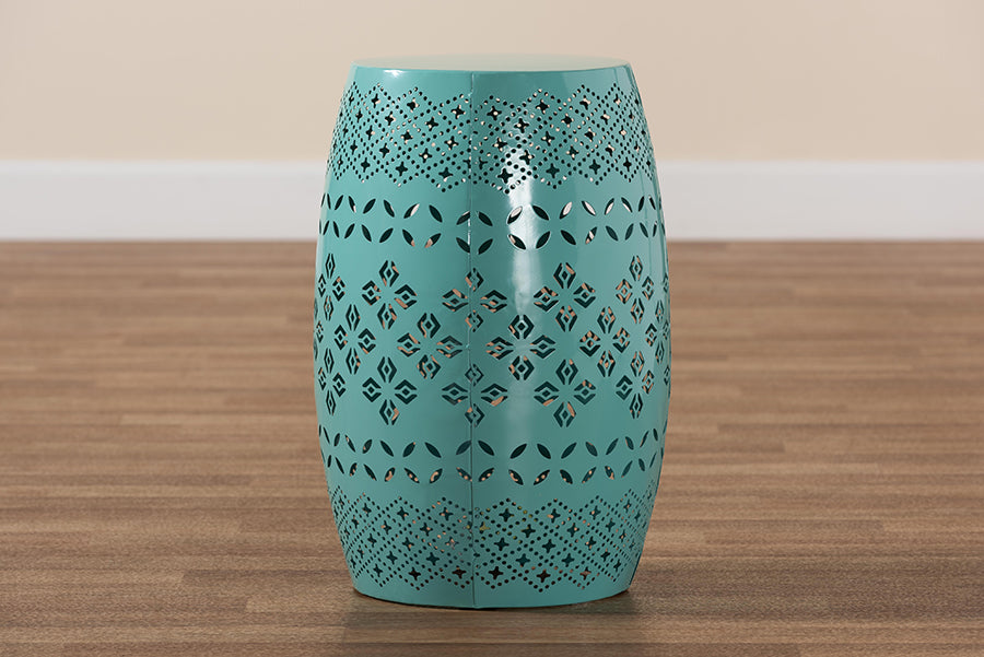 Baxton Studio Lavinia Modern and Contemporary Teal Finished Metal Outdoor Side Table