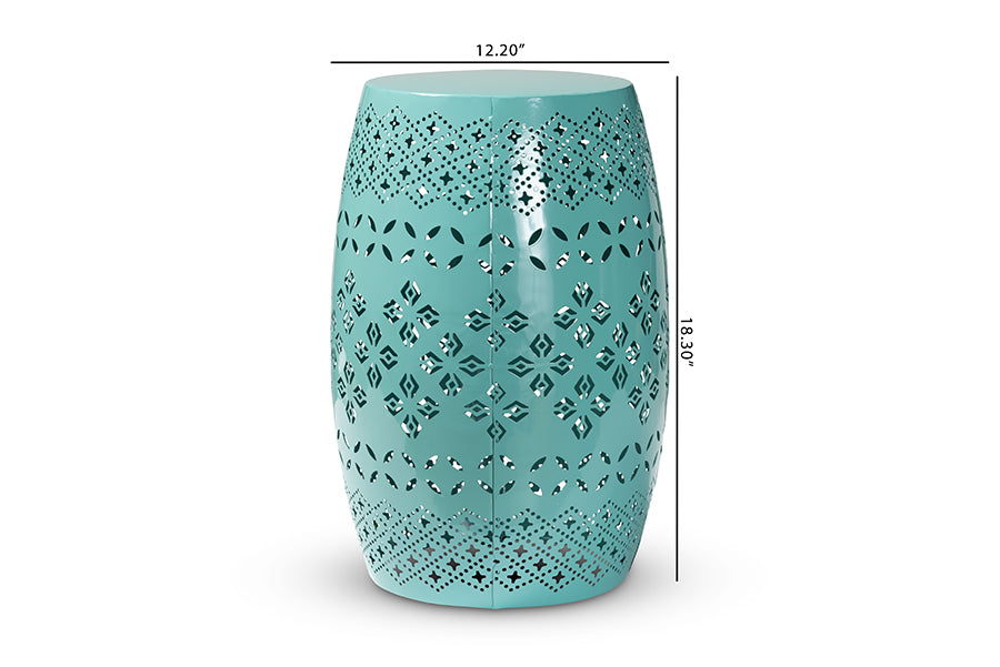 Baxton Studio Lavinia Modern and Contemporary Teal Finished Metal Outdoor Side Table