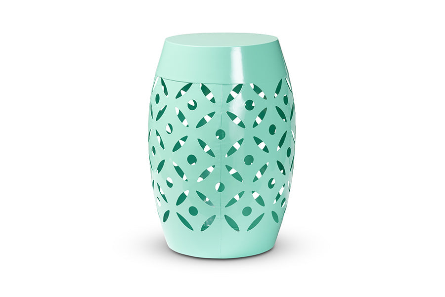 Baxton Studio Hallie Modern and Contemporary Aqua Finished Metal Outdoor Side Table