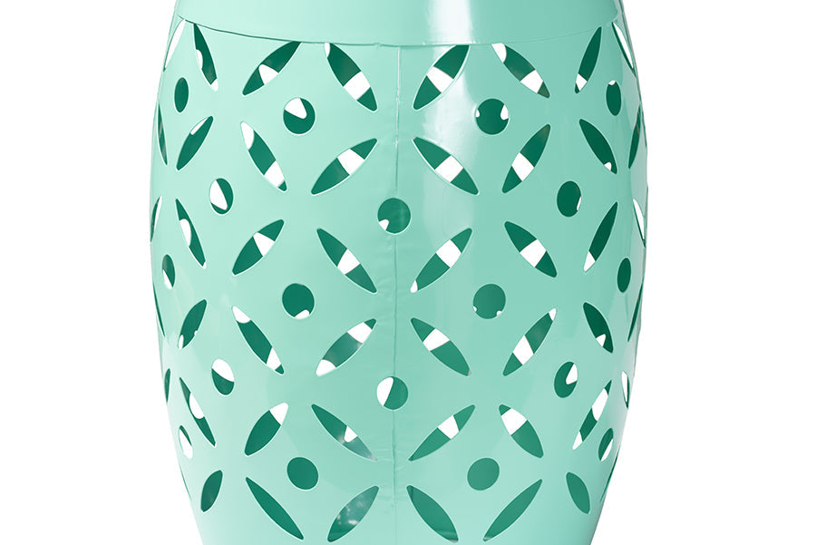 Baxton Studio Hallie Modern and Contemporary Aqua Finished Metal Outdoor Side Table
