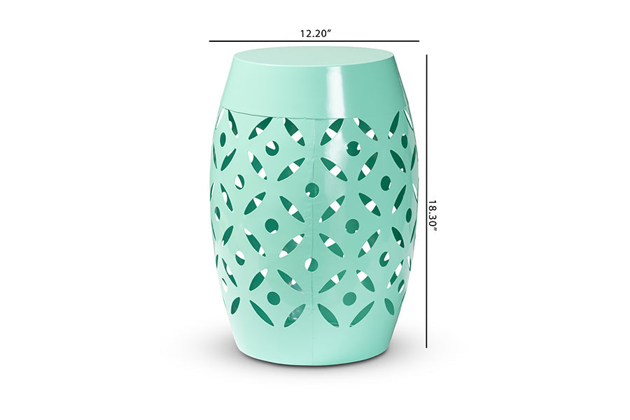 Baxton Studio Hallie Modern and Contemporary Aqua Finished Metal Outdoor Side Table