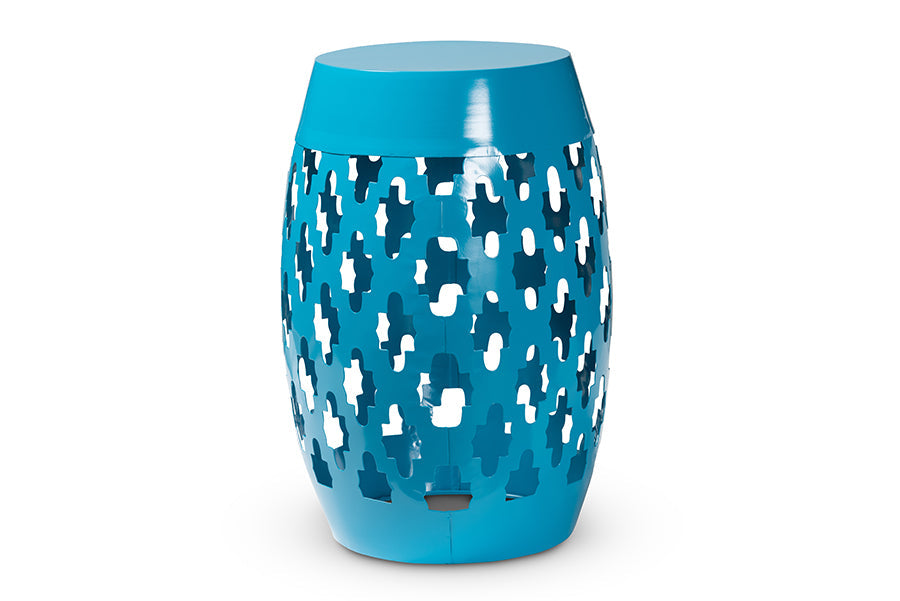 Baxton Studio Branson Modern and Contemporary Blue Finished Metal Outdoor Side Table