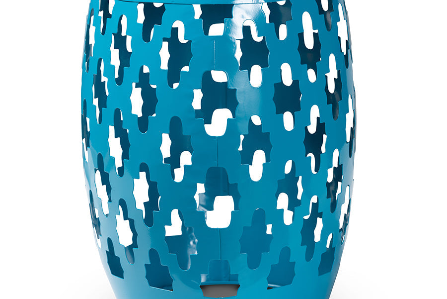 Baxton Studio Branson Modern and Contemporary Blue Finished Metal Outdoor Side Table