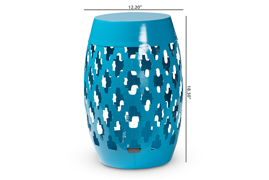 Baxton Studio Branson Modern and Contemporary Blue Finished Metal Outdoor Side Table