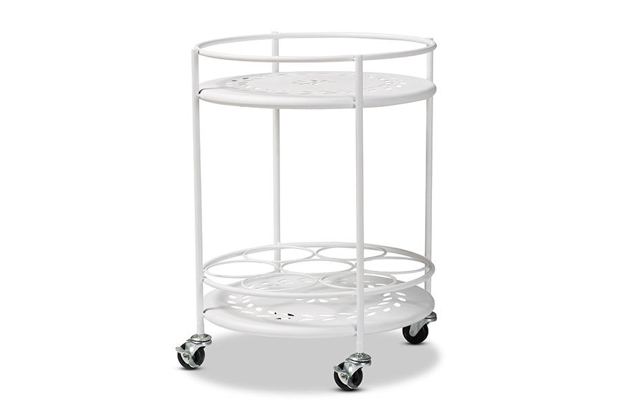 Baxton Studio Dallan Modern Industrial White Metal 2-Tier Kitchen Cart
