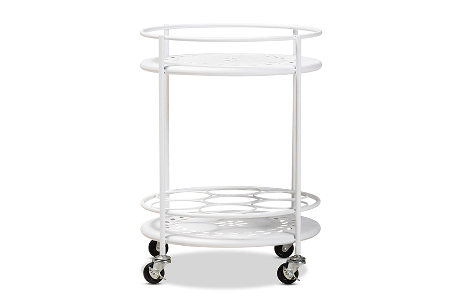 Baxton Studio Dallan Modern Industrial White Metal 2-Tier Kitchen Cart