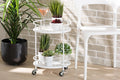 Baxton Studio Dallan Modern Industrial White Metal 2-Tier Kitchen Cart
