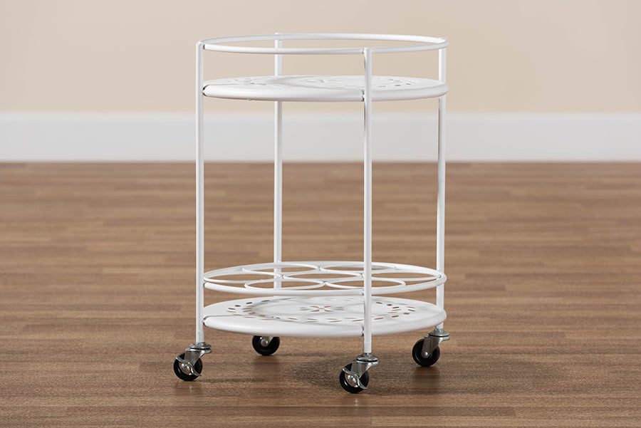 Baxton Studio Dallan Modern Industrial White Metal 2-Tier Kitchen Cart