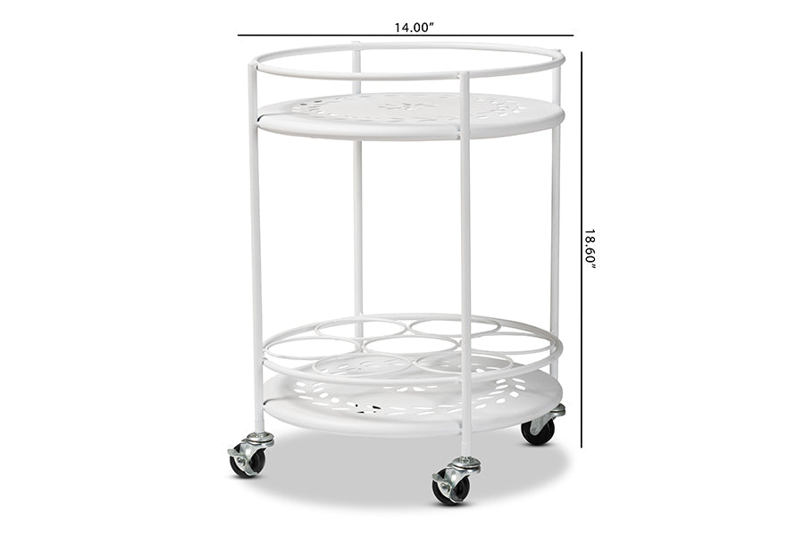 Baxton Studio Dallan Modern Industrial White Metal 2-Tier Kitchen Cart