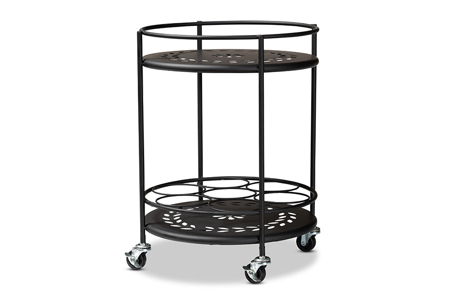 Baxton Studio Dallan Modern Industrial Black Metal 2-Tier Kitchen Cart
