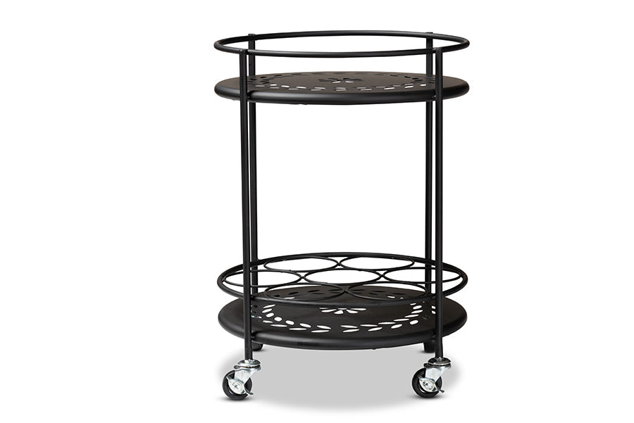 Baxton Studio Dallan Modern Industrial Black Metal 2-Tier Kitchen Cart