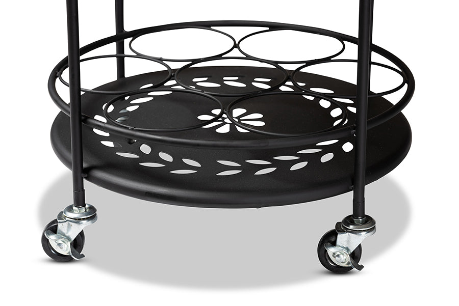 Baxton Studio Dallan Modern Industrial Black Metal 2-Tier Kitchen Cart