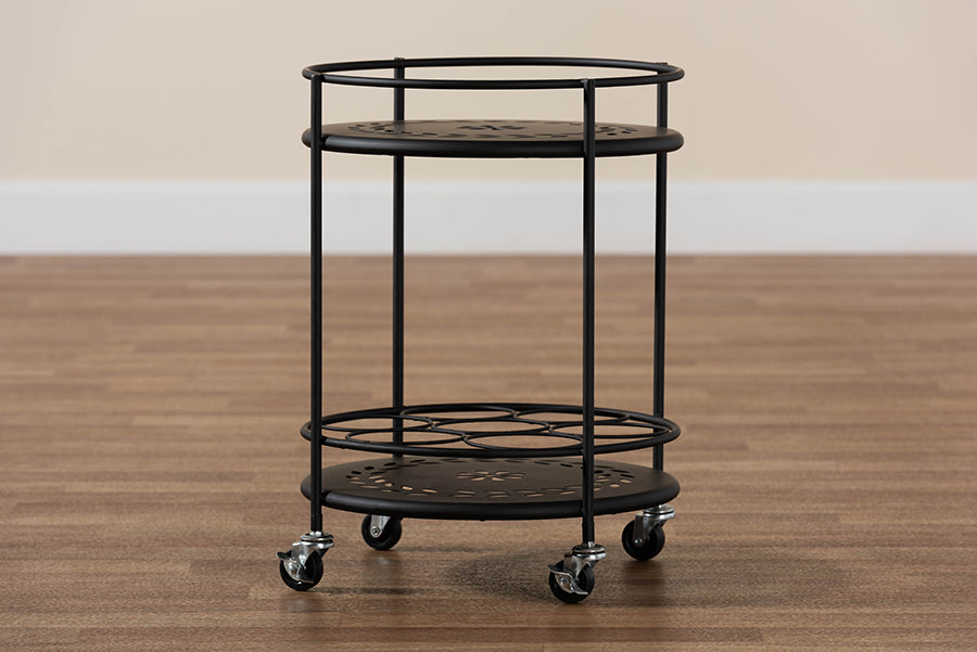 Baxton Studio Dallan Modern Industrial Black Metal 2-Tier Kitchen Cart