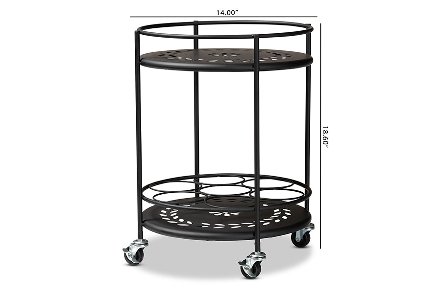 Baxton Studio Dallan Modern Industrial Black Metal 2-Tier Kitchen Cart