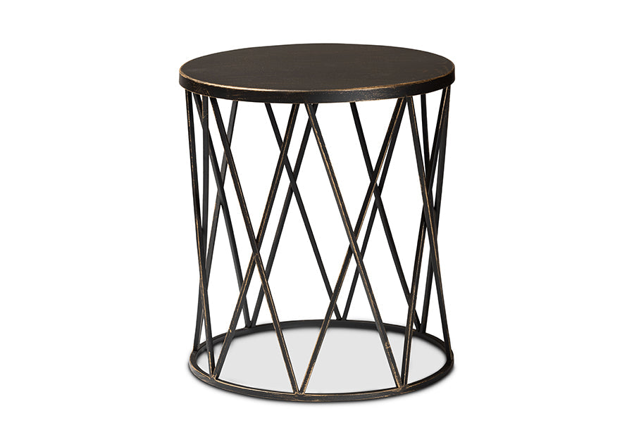 Baxton Studio Finnick Modern Industrial Antique Black finished Metal End Table